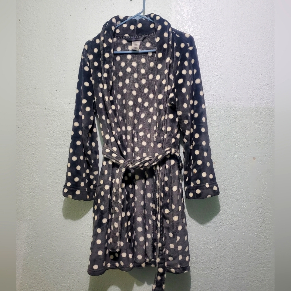 Sears Gray and White Polka Dot Robe